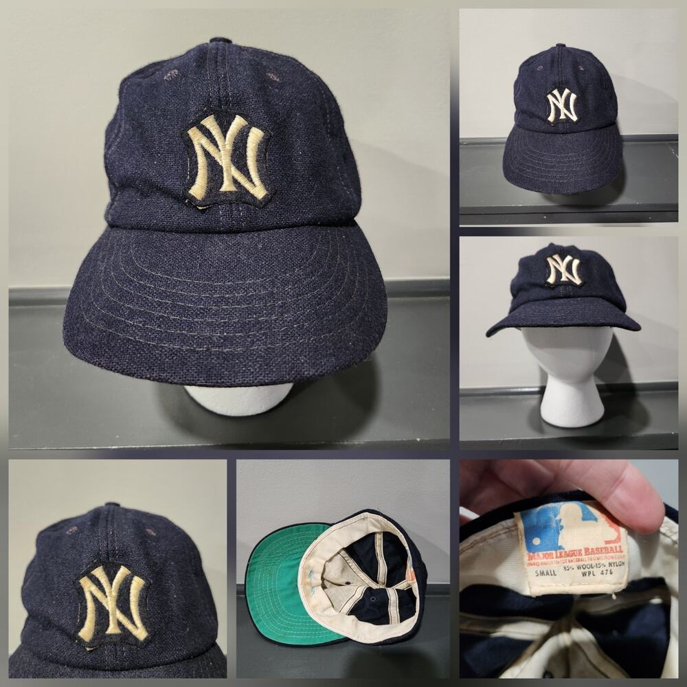 VTG 1968 New York Yankees Wool MLB Baseball‎ Hat Cap 60s 1960s S Small